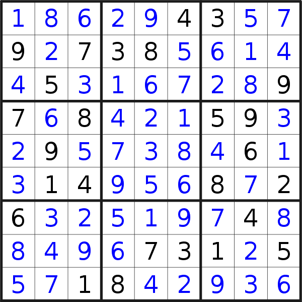 Sudoku solution for puzzle published on Saturday, 7th of July 2018