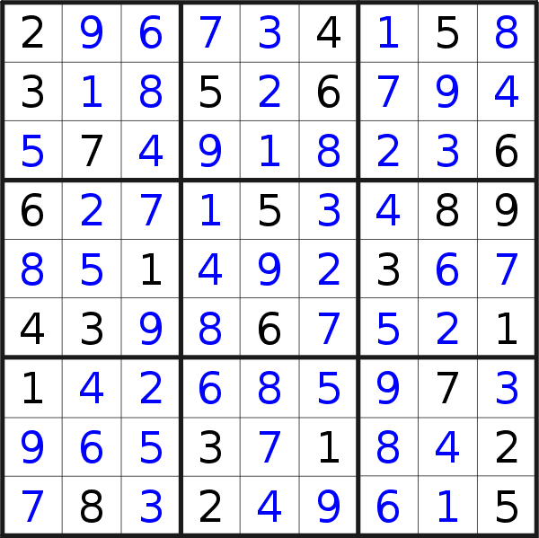 Sudoku solution for puzzle published on Sunday, 8th of July 2018