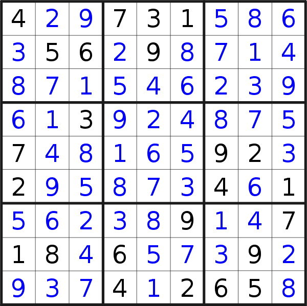 Sudoku solution for puzzle published on Tuesday, 10th of July 2018