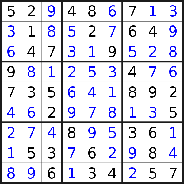 Sudoku solution for puzzle published on Wednesday, 11th of July 2018