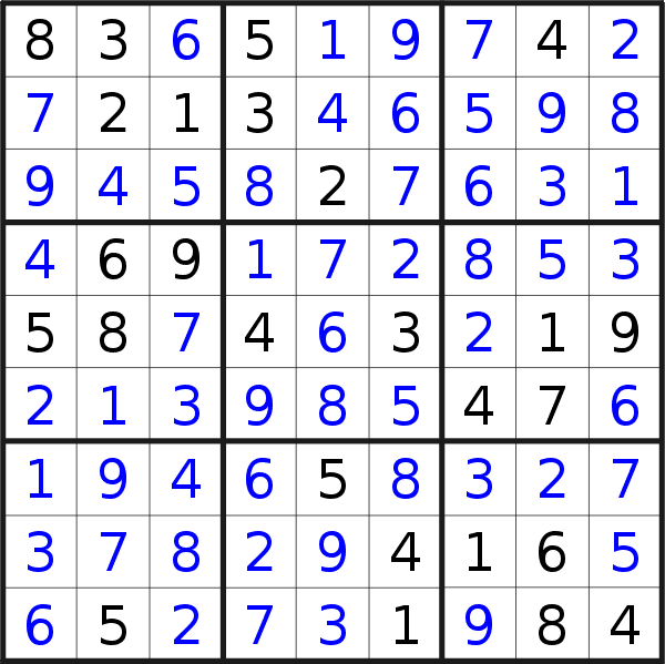 Sudoku solution for puzzle published on Saturday, 14th of July 2018