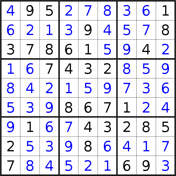 Sudoku solution for puzzle published on Sunday, 15th of July 2018