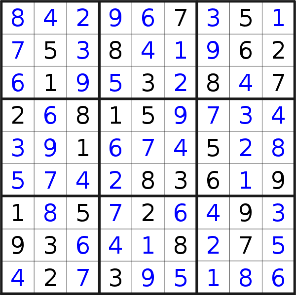 Sudoku solution for puzzle published on Monday, 16th of July 2018
