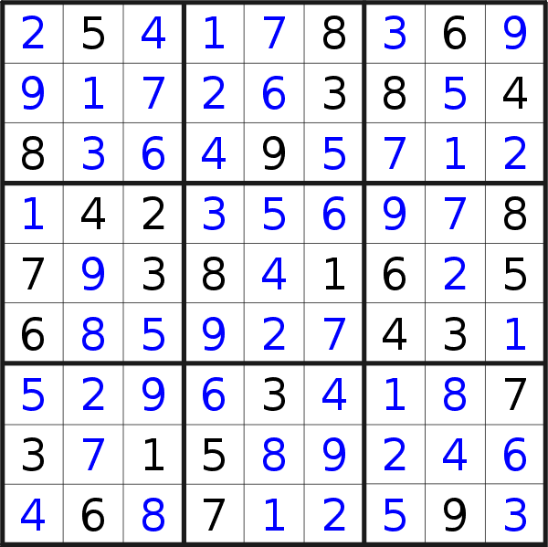 Sudoku solution for puzzle published on Wednesday, 18th of July 2018