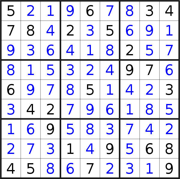 Sudoku solution for puzzle published on Friday, 20th of July 2018