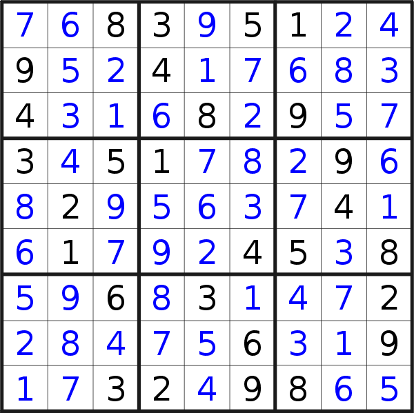 Sudoku solution for puzzle published on Tuesday, 24th of July 2018