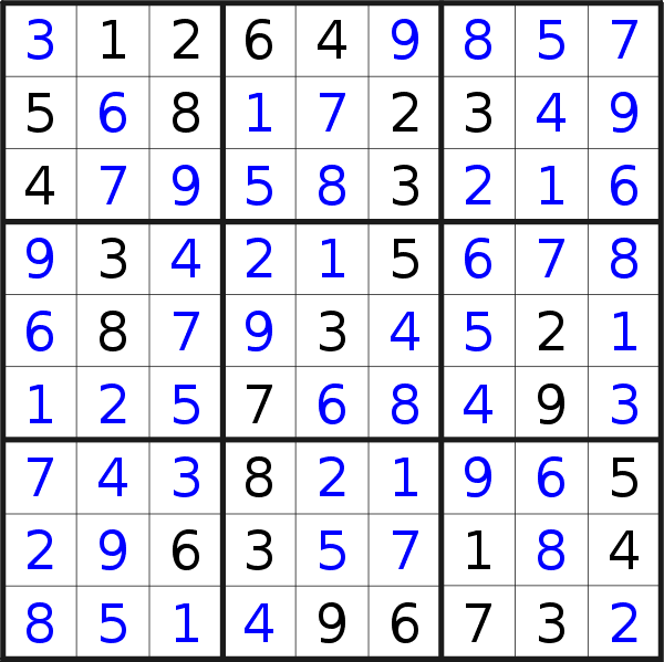 Sudoku solution for puzzle published on Saturday, 28th of July 2018