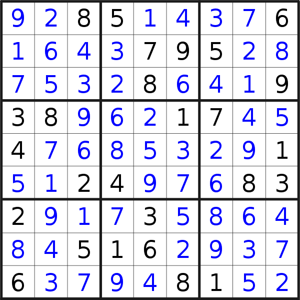 Sudoku solution for puzzle published on Sunday, 29th of July 2018