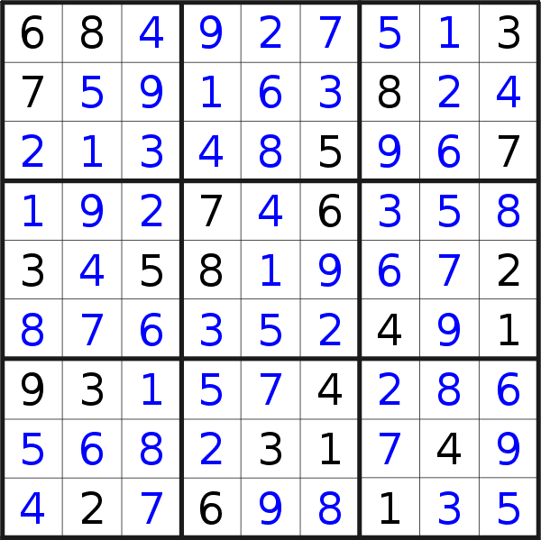 Sudoku solution for puzzle published on Monday, 30th of July 2018