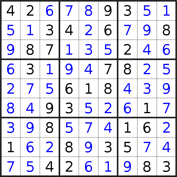 Sudoku solution for puzzle published on Tuesday, 31st of July 2018