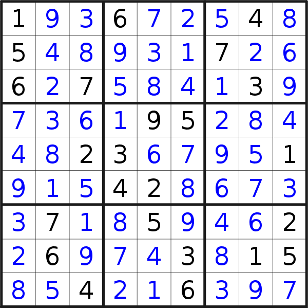 Sudoku solution for puzzle published on Wednesday, 1st of August 2018