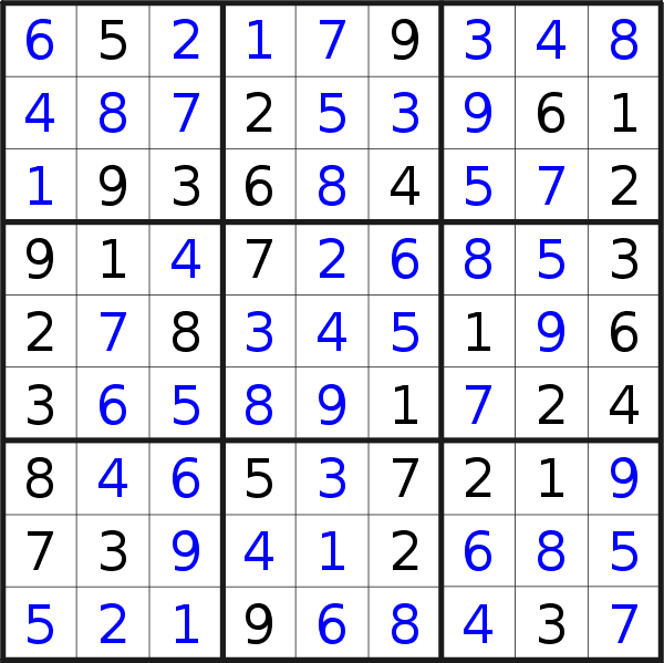 Sudoku solution for puzzle published on Friday, 3rd of August 2018