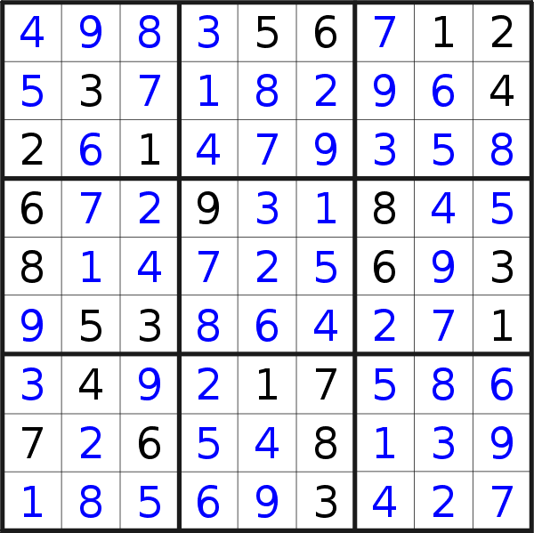 Sudoku solution for puzzle published on Tuesday, 7th of August 2018