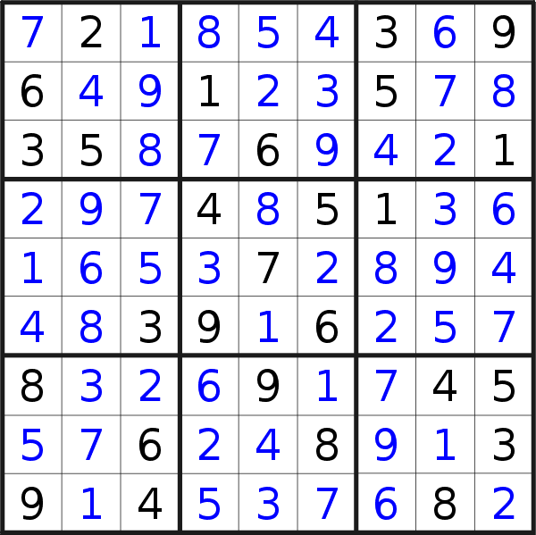 Sudoku solution for puzzle published on Wednesday, 8th of August 2018