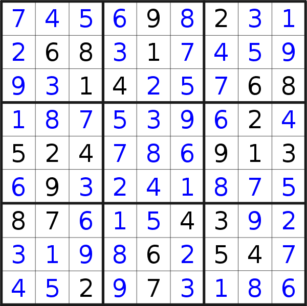 Sudoku solution for puzzle published on Thursday, 9th of August 2018