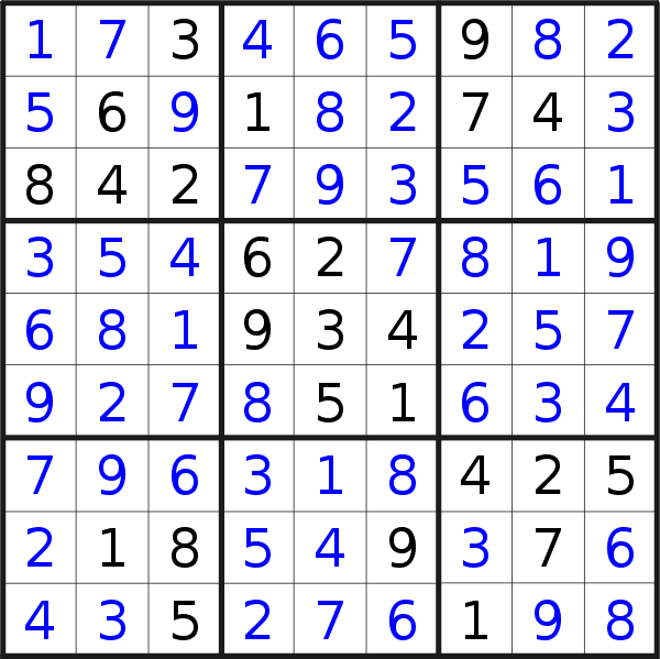 Sudoku solution for puzzle published on Saturday, 11th of August 2018