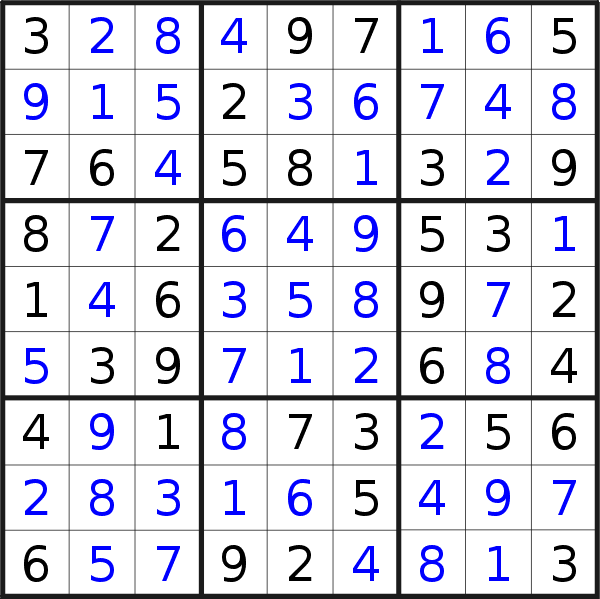 Sudoku solution for puzzle published on Sunday, 12th of August 2018