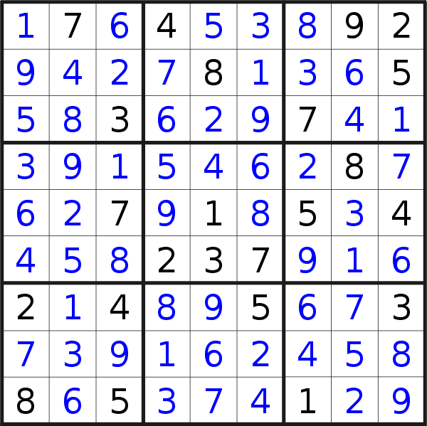 Sudoku solution for puzzle published on Wednesday, 15th of August 2018