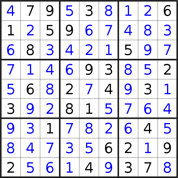 Sudoku solution for puzzle published on Friday, 17th of August 2018
