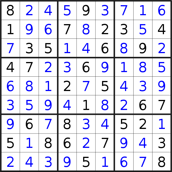 Sudoku solution for puzzle published on Saturday, 18th of August 2018