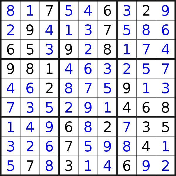 Sudoku solution for puzzle published on Tuesday, 21st of August 2018