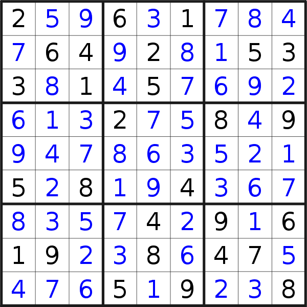 Sudoku solution for puzzle published on Thursday, 23rd of August 2018