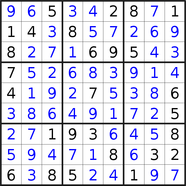 Sudoku solution for puzzle published on Sunday, 26th of August 2018