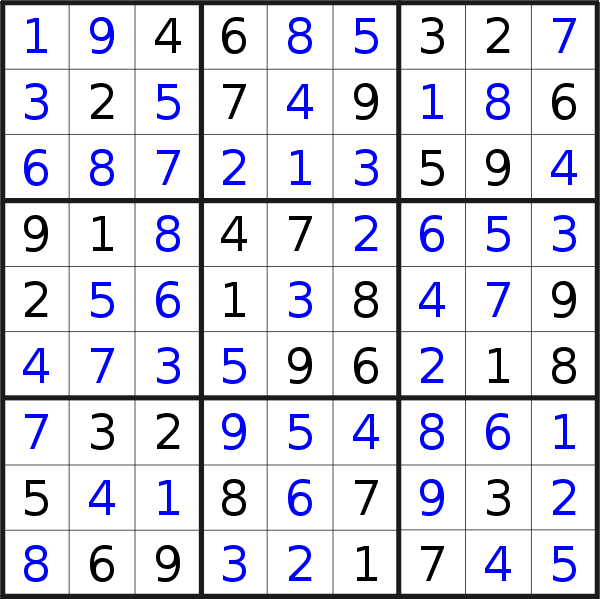 Sudoku solution for puzzle published on Tuesday, 28th of August 2018