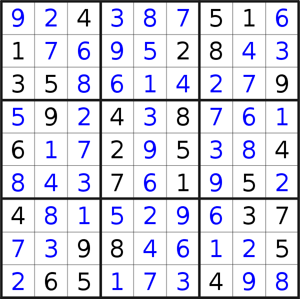 Sudoku solution for puzzle published on Wednesday, 29th of August 2018