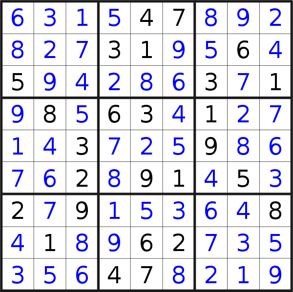 Sudoku solution for puzzle published on Saturday, 1st of September 2018