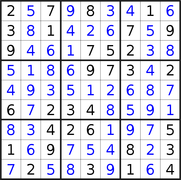 Sudoku solution for puzzle published on Monday, 3rd of September 2018