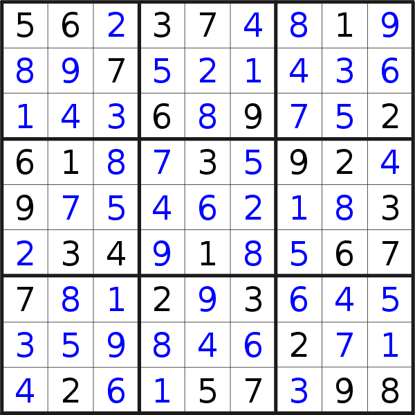 Sudoku solution for puzzle published on Wednesday, 5th of September 2018