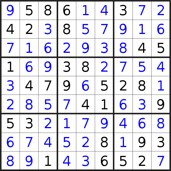 Sudoku solution for puzzle published on Friday, 7th of September 2018