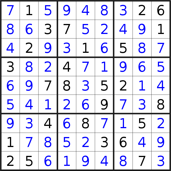 Sudoku solution for puzzle published on Saturday, 8th of September 2018