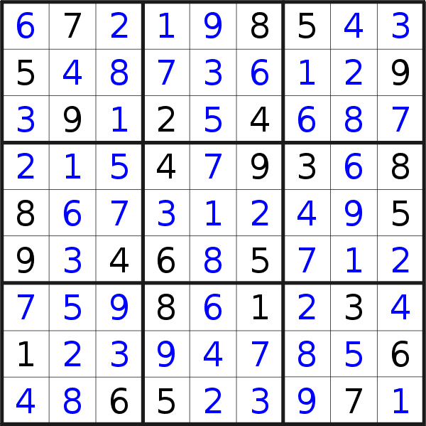Sudoku solution for puzzle published on Thursday, 13th of September 2018
