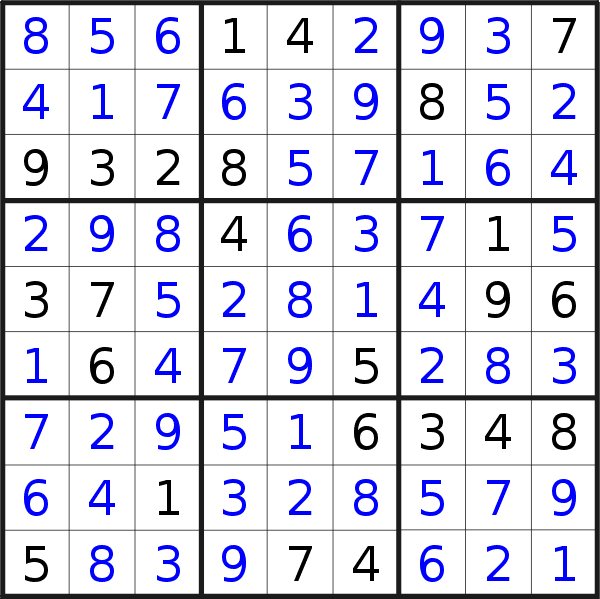 Sudoku solution for puzzle published on Saturday, 15th of September 2018