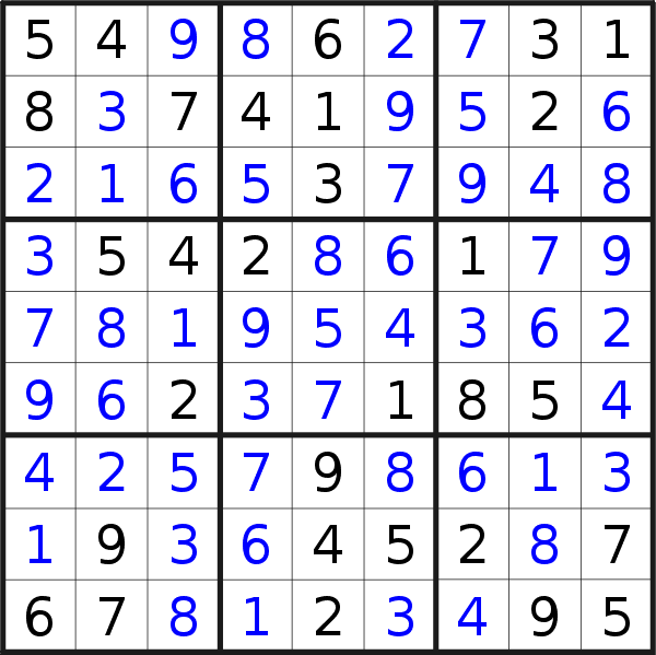 Sudoku solution for puzzle published on Sunday, 16th of September 2018