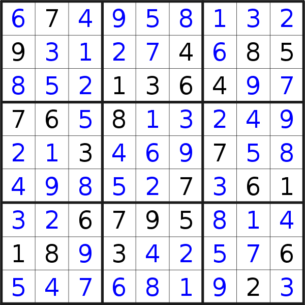 Sudoku solution for puzzle published on Friday, 21st of September 2018