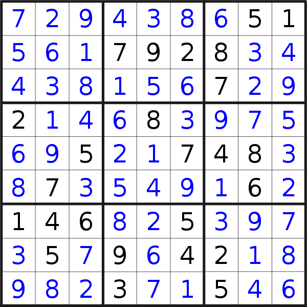 Sudoku solution for puzzle published on Saturday, 22nd of September 2018