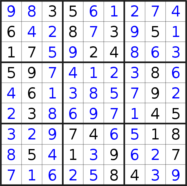 Sudoku solution for puzzle published on Sunday, 23rd of September 2018
