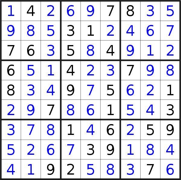 Sudoku solution for puzzle published on Monday, 24th of September 2018