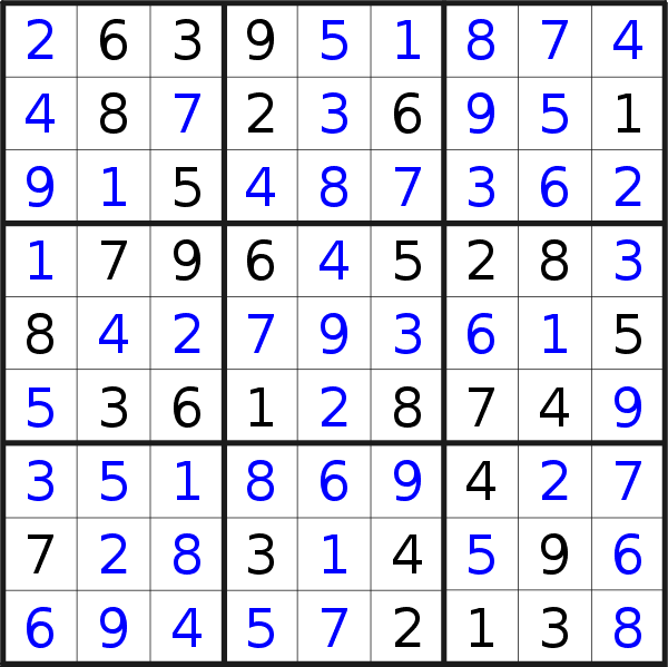 Sudoku solution for puzzle published on Friday, 28th of September 2018