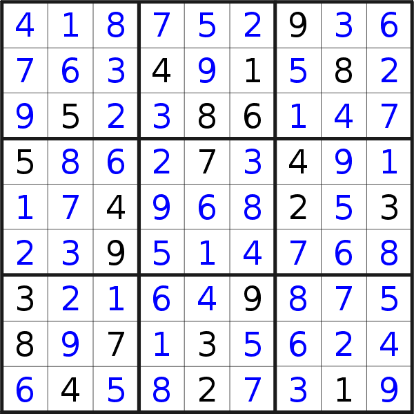 Sudoku solution for puzzle published on Saturday, 29th of September 2018