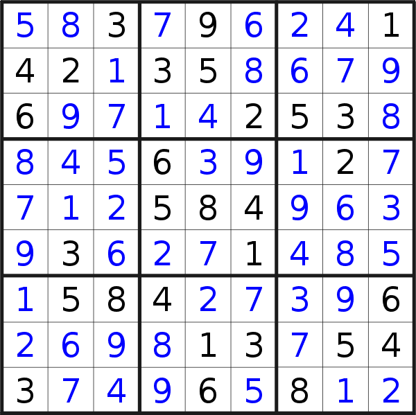 Sudoku solution for puzzle published on Wednesday, 3rd of October 2018