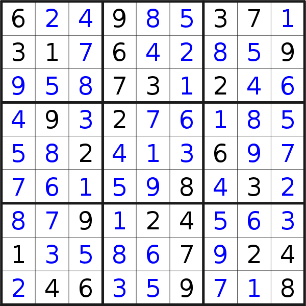 Sudoku solution for puzzle published on Thursday, 4th of October 2018