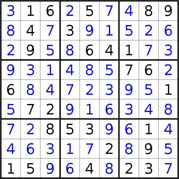 Sudoku solution for puzzle published on Sunday, 7th of October 2018
