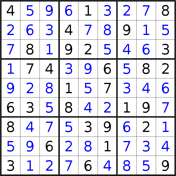 Sudoku solution for puzzle published on Monday, 8th of October 2018