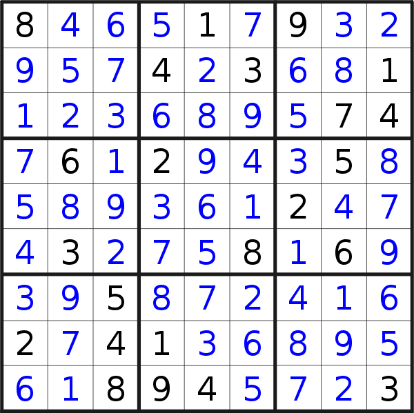 Sudoku solution for puzzle published on Wednesday, 10th of October 2018