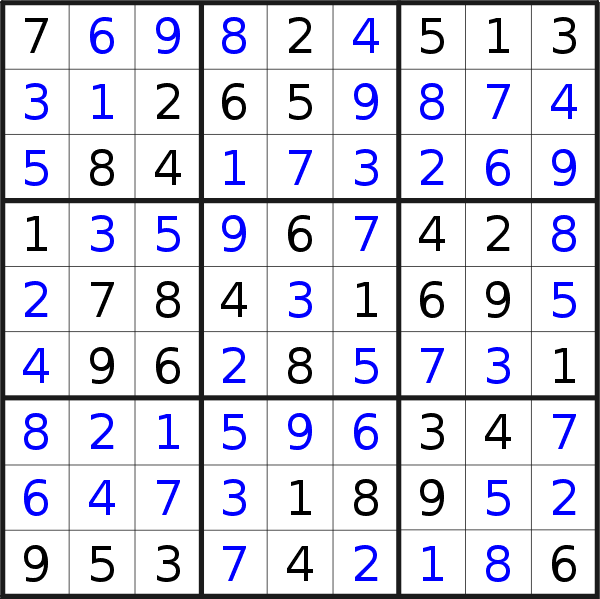 Sudoku solution for puzzle published on Monday, 15th of October 2018