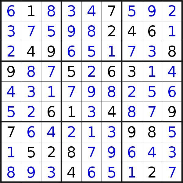 Sudoku solution for puzzle published on Wednesday, 17th of October 2018